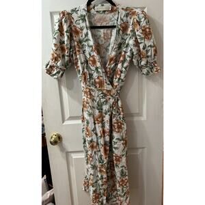 Happy X Nature Floral Wrap Dress With Pockets XS